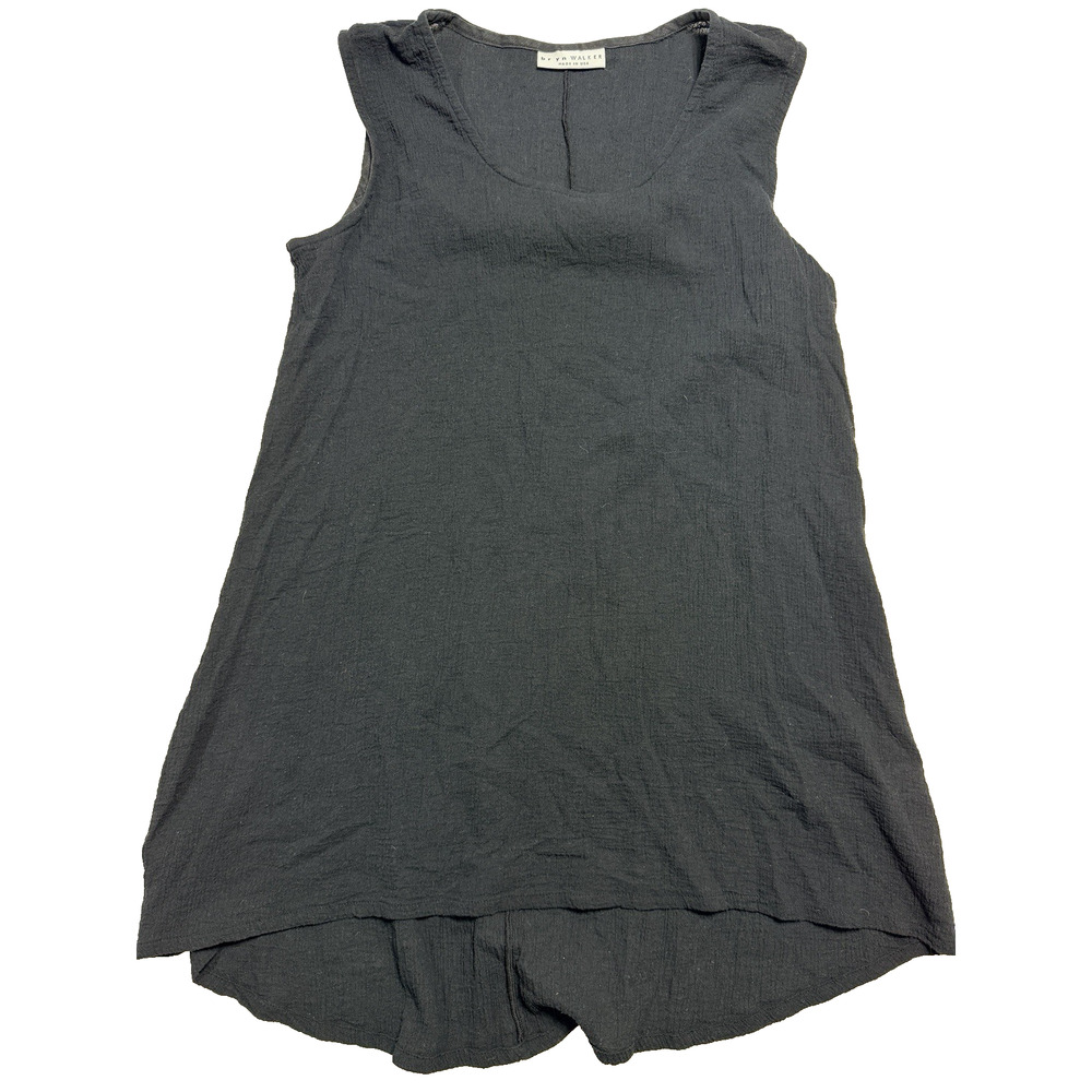 Bryn Walker Light Gauze Cotton Tank Sz S Black High Low A-Line Lagenlook USA